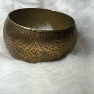 Brass Bangle Bracelet with Etched Designs